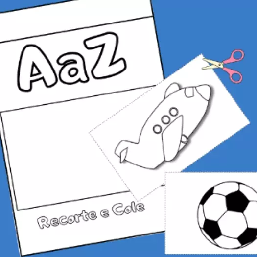 Atividades Recorte e Cole de A a Z em PDF para Imprimir | Educação Infantil | PDF para Imprimir
