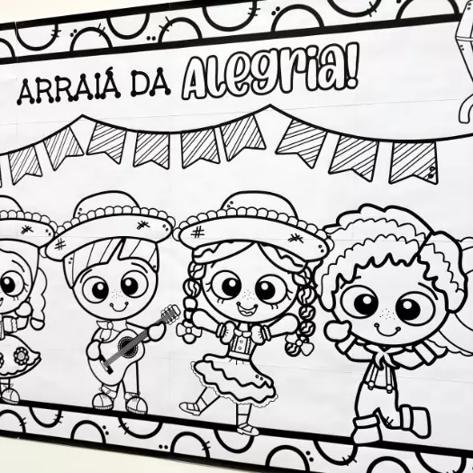 Painel de Colorir Festa Junina  | Educação Infantil | PDF para Imprimir