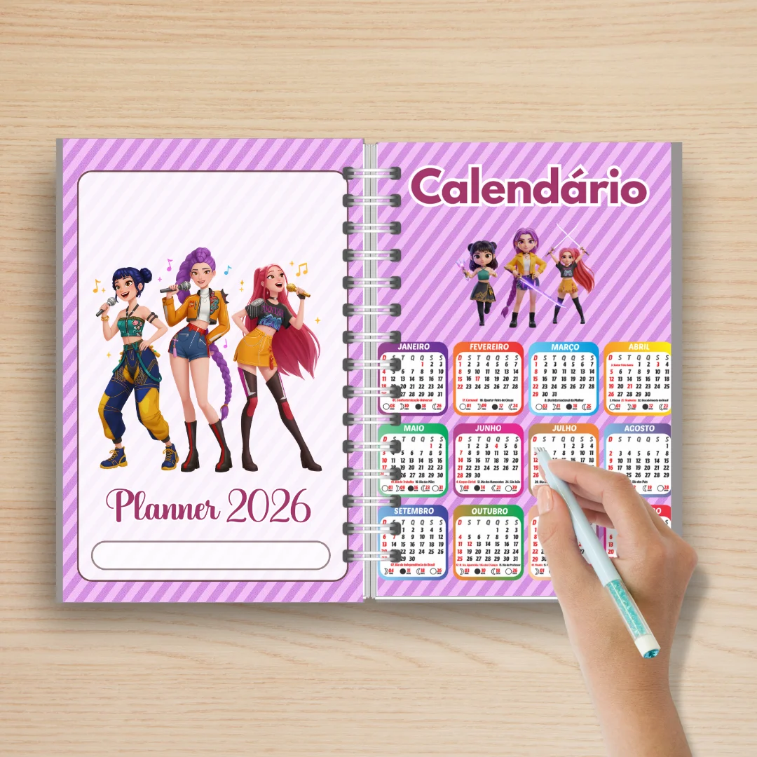 Kit Planner e Capas de Caderno - Guerreiras do K-Pop | PDF para Imprimir